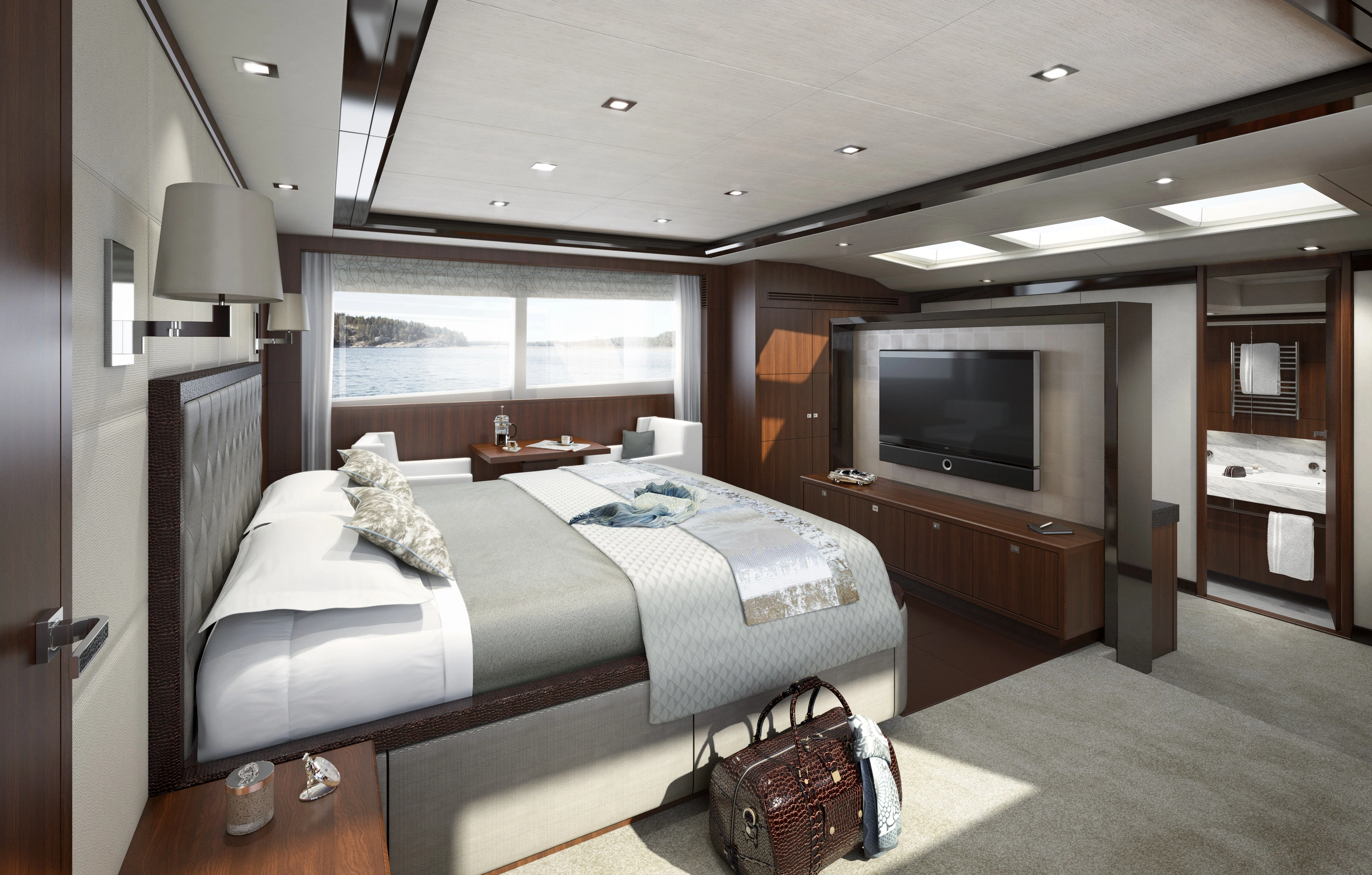 Princess Yachts 32M stateroom CGI image