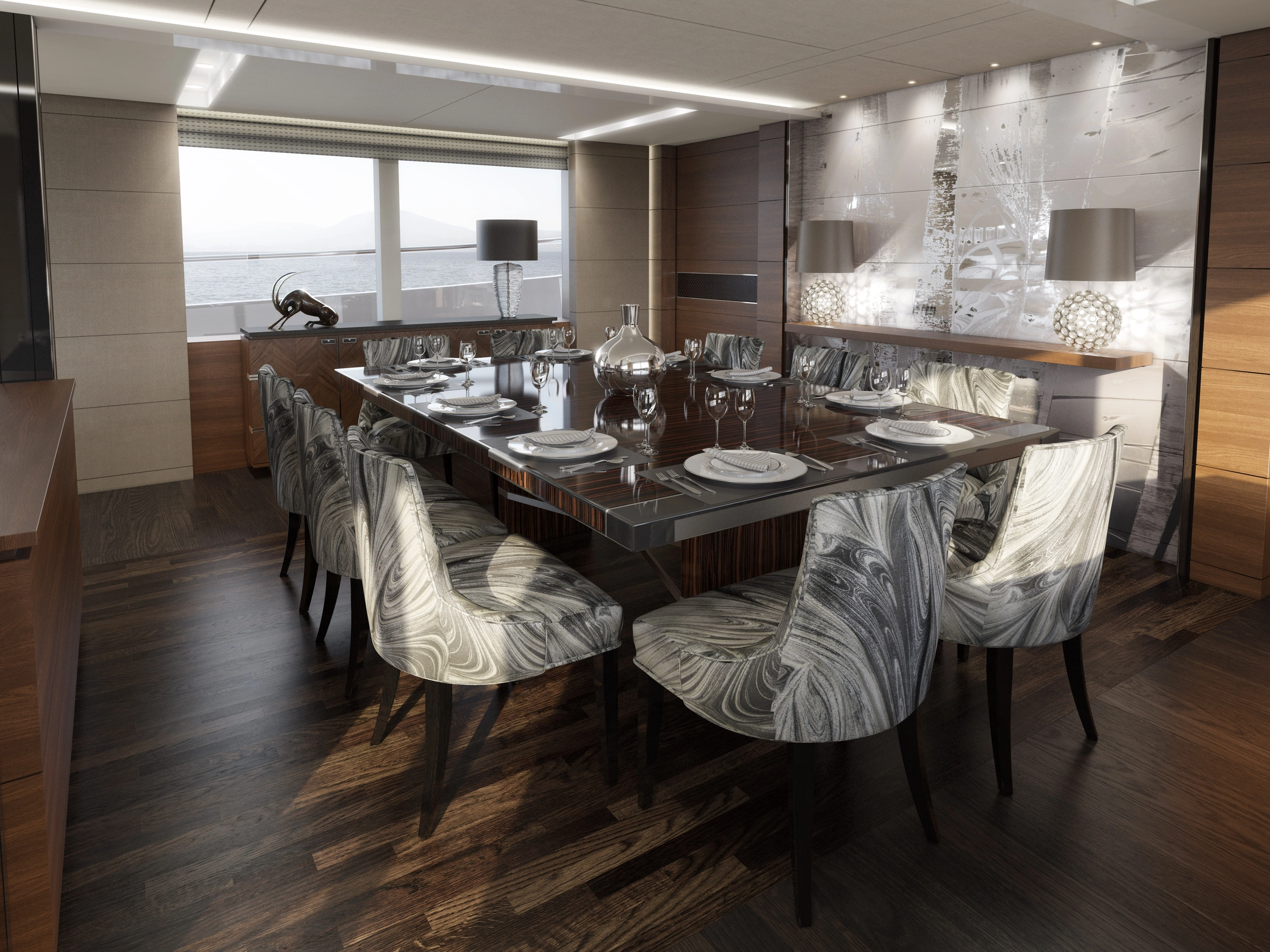 Princess Yachts 40M dining CGI image