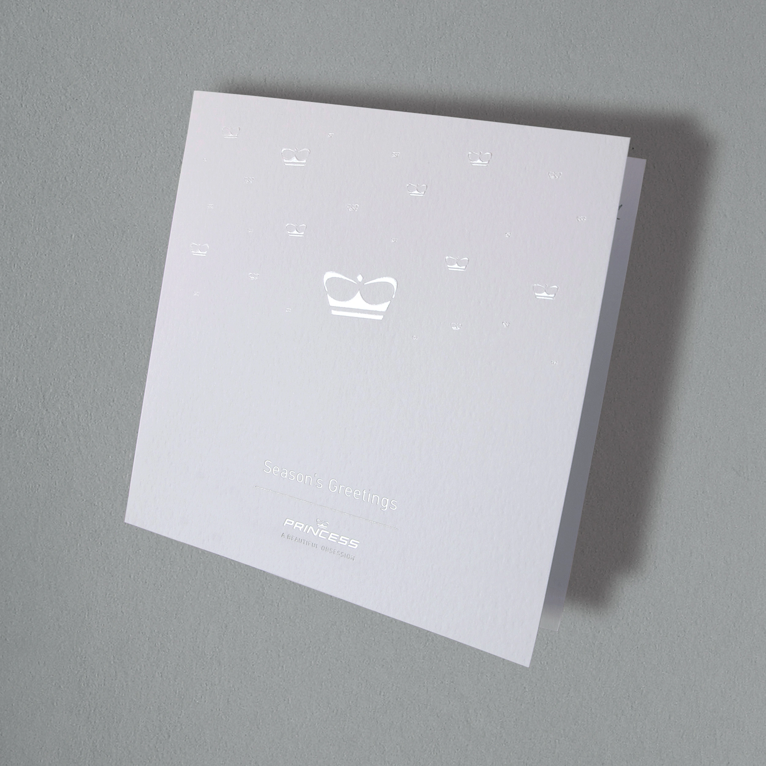 Princess Yachts International Christmas Card with white and silver foil