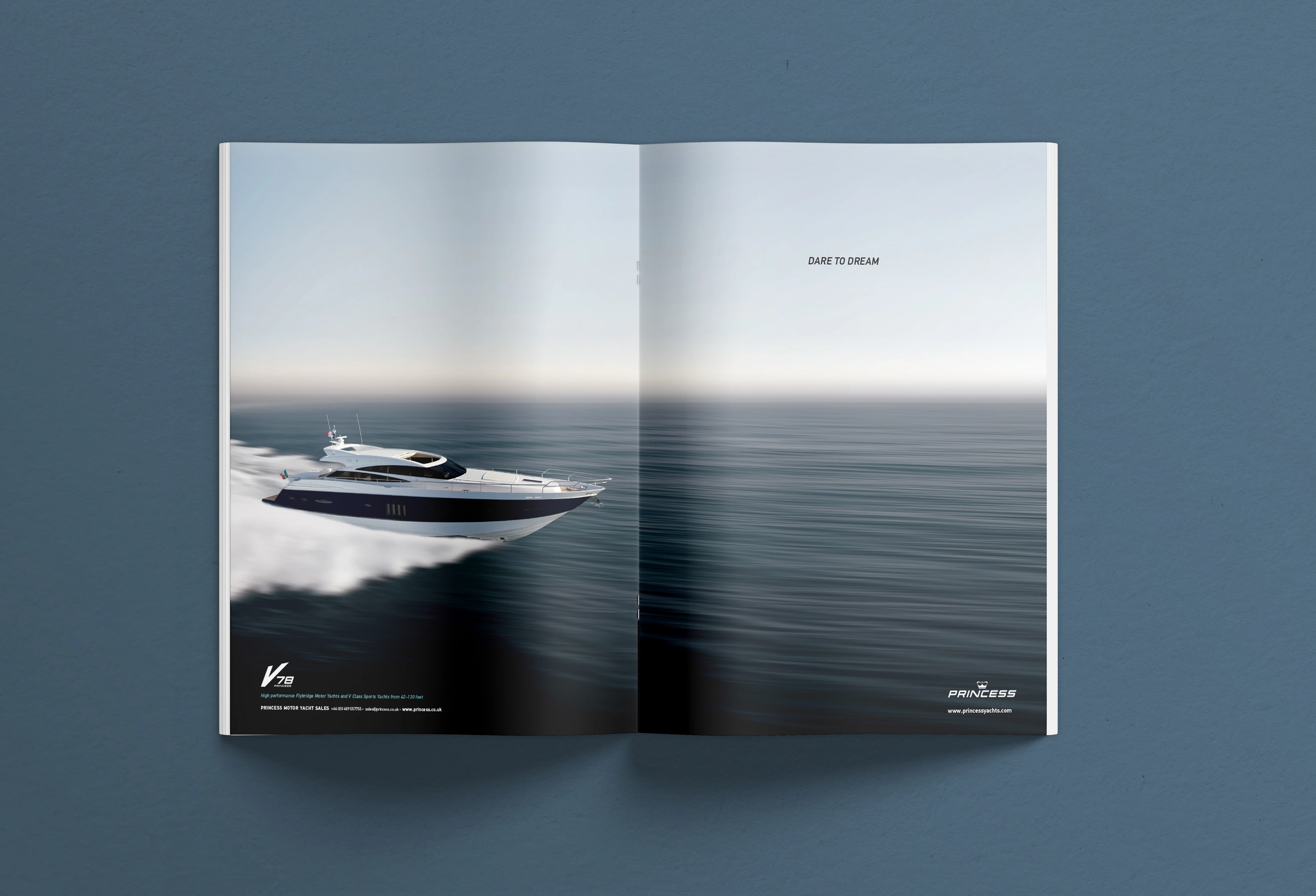 Princess Yachts International magazine double page spread advert V78