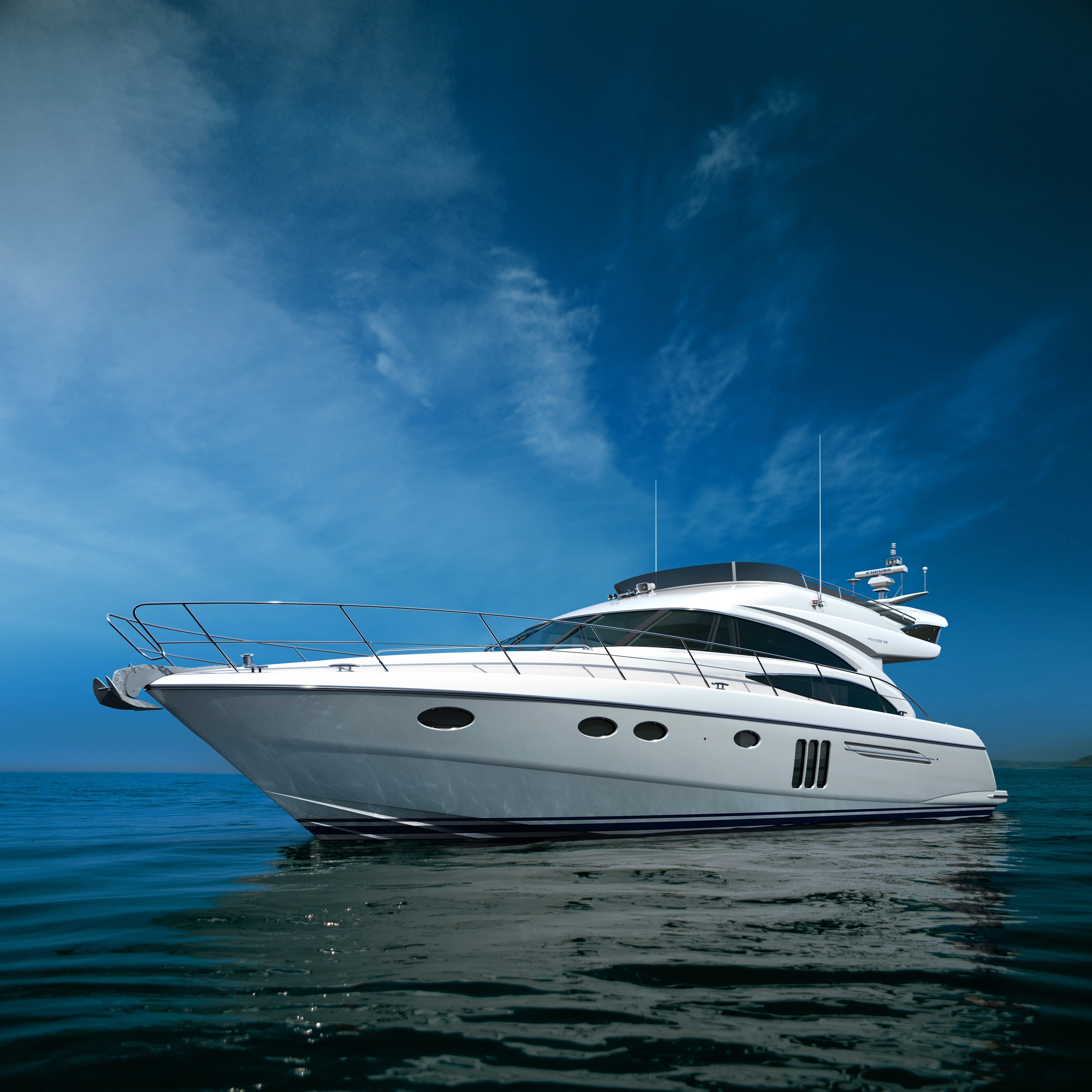 Princess Yachts P58 Profile With CloudsCGI image